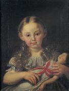 unknow artist Girl with a doll, France oil painting reproduction